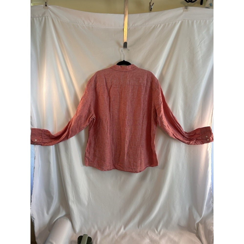 UNTUCKit Mens XXL 100% Linen Long Sleeve Button Down Shirt Red Casual Vacation - Picture 7 of 13